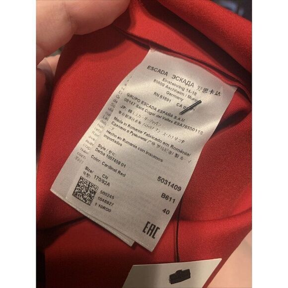 Escada Sport Authentic Red Black V Neck Short Sleeve Knee Length Dress 40 Medium - Picture 7 of 8